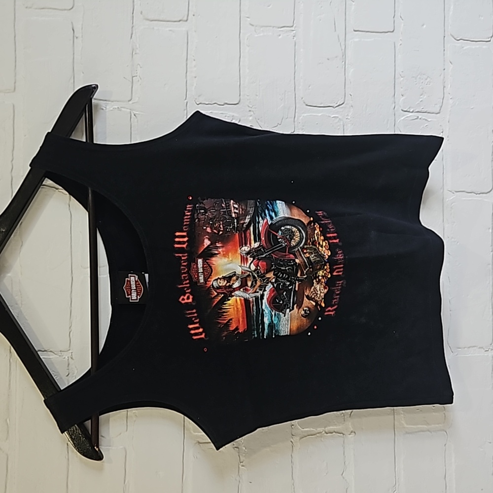 Harley-Davidson Black Tank Top with Red Graphic - Picture 1 of 7